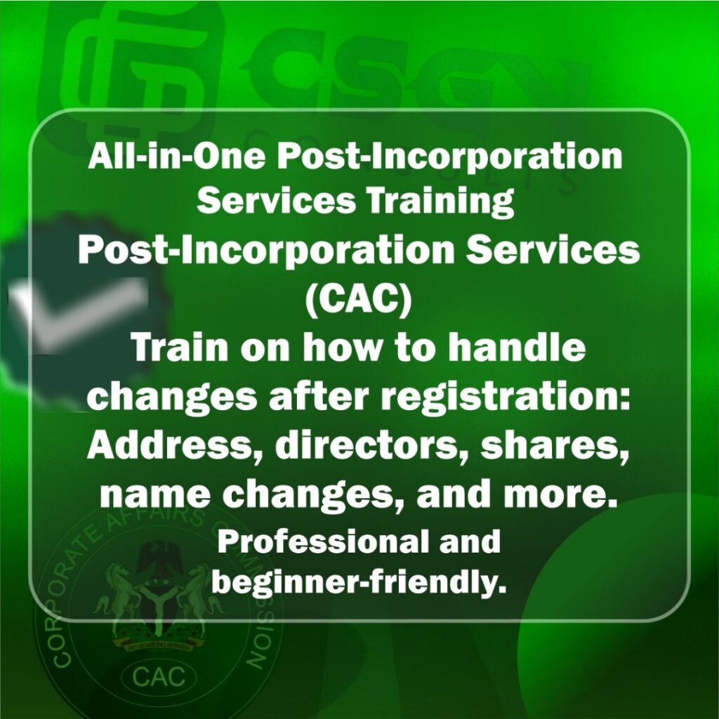 ALL IN 1 – CAC POST INCORPORATION COURSE