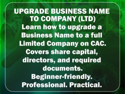 UPGRADE OF BUSINESS NAME TO COMPANY NAME